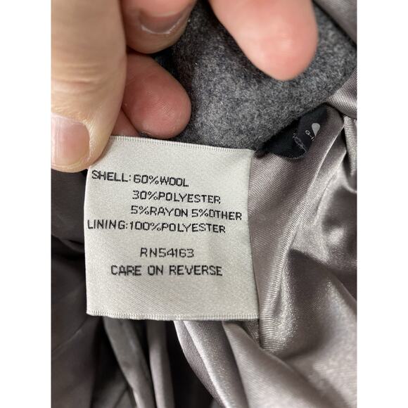 Kenneth Cole Coat Womens Sz 8 Gray Belted Wool Blend Trench Coat Satin Lined - Picture 12 of 15